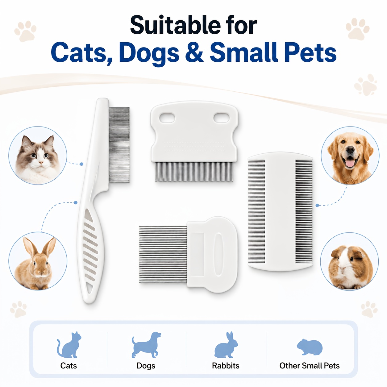 Flea Comb Fine Tooth Pet Tear Stain - 4 sztuki: grzebień do czyszczenia sierści