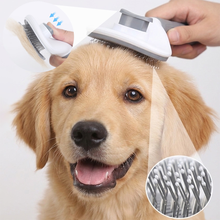 Slicker Brush Self Cleaning Pet Grooming - Szczotka do sierści zwierząt z funkcją