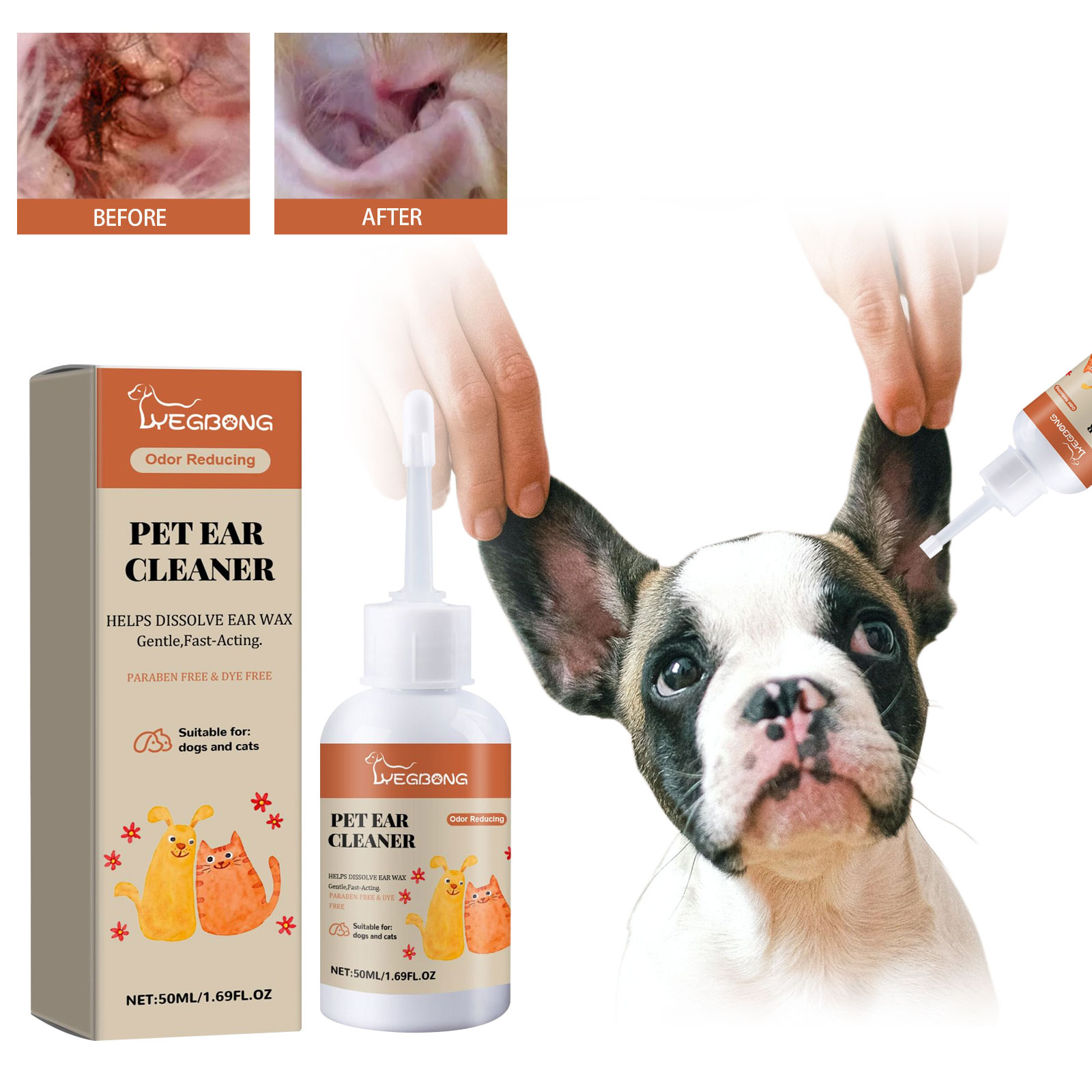 Dog Ear Cleaner Solution Drops Wash - Środek do czyszczenia uszu psa Kropla