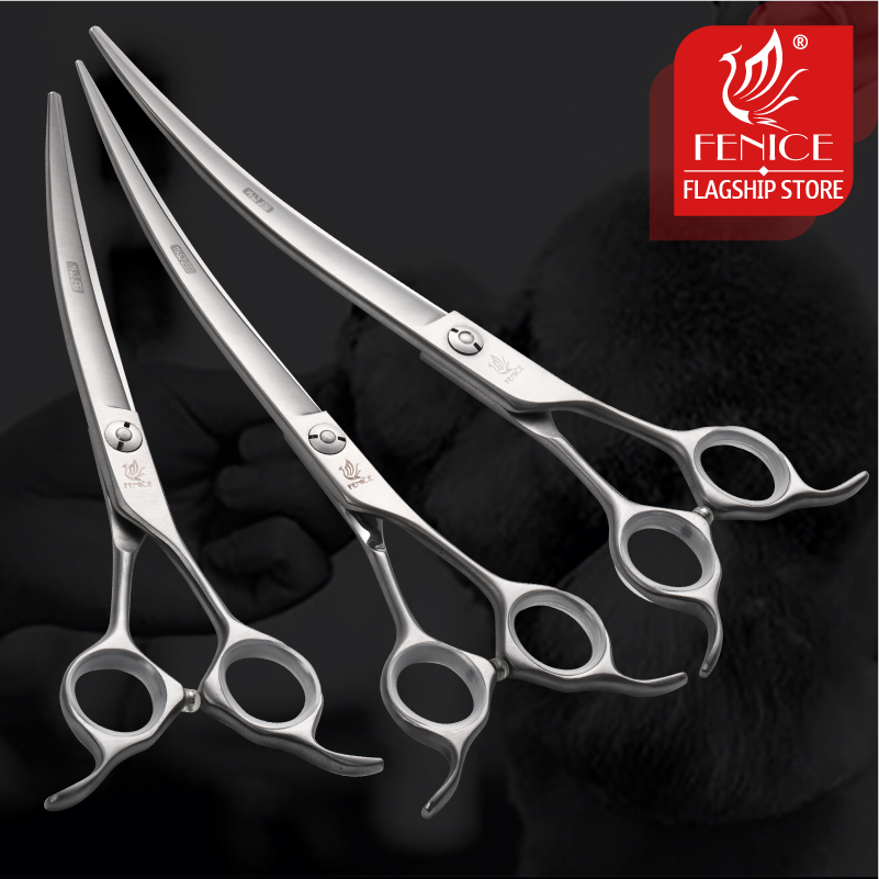 Professional Pet Grooming Scissors Curved - FeniceJP440C stal 6.5/7/7.5 Cal Pet Dogs