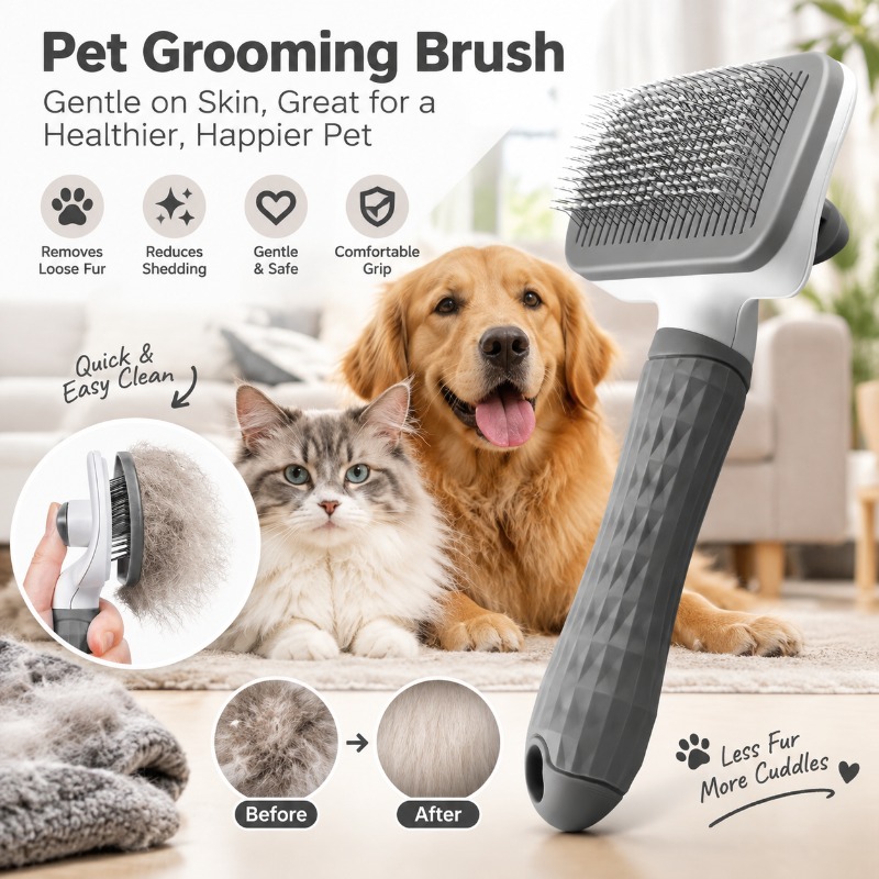 Slicker Brush Self Cleaning Pet Grooming - Szczotka do pielęgnacji zwierząt, która samooczyszcza