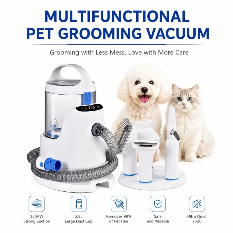 Pet Grooming Vacuum Suction Kit 5 In 1 - Profesjonalny zestaw do pielęgnacji zwierząt 5-w-1