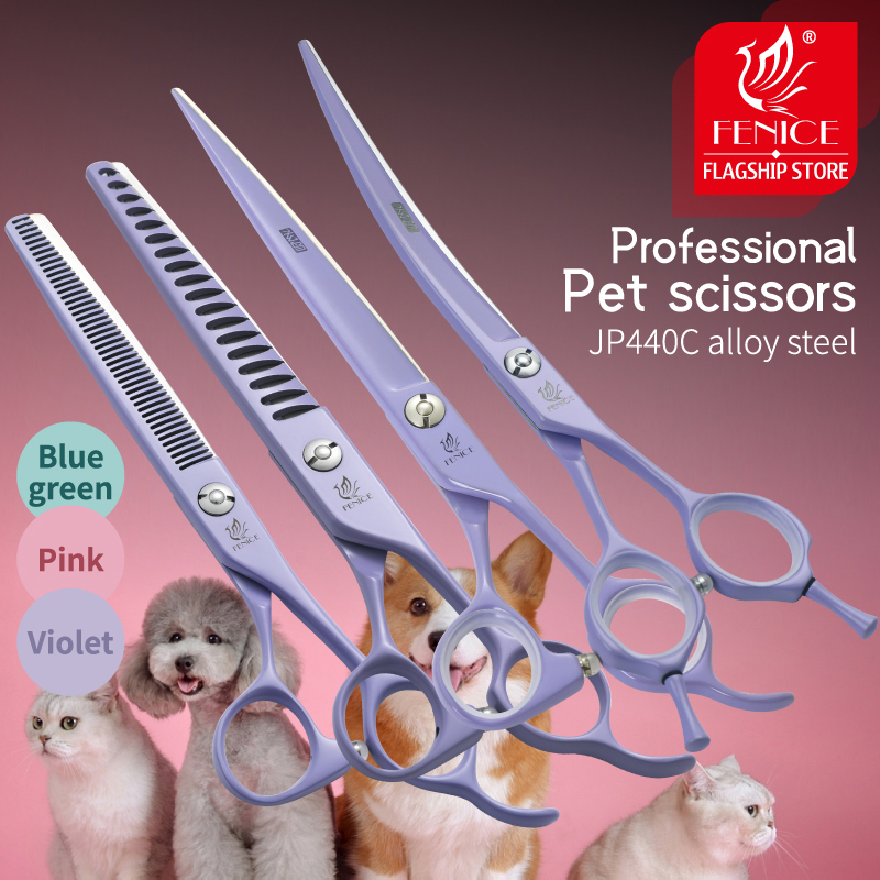 Professional Pet Grooming Scissors Curved - Fenice Professional 6,5/7 cali JP440C Macaron