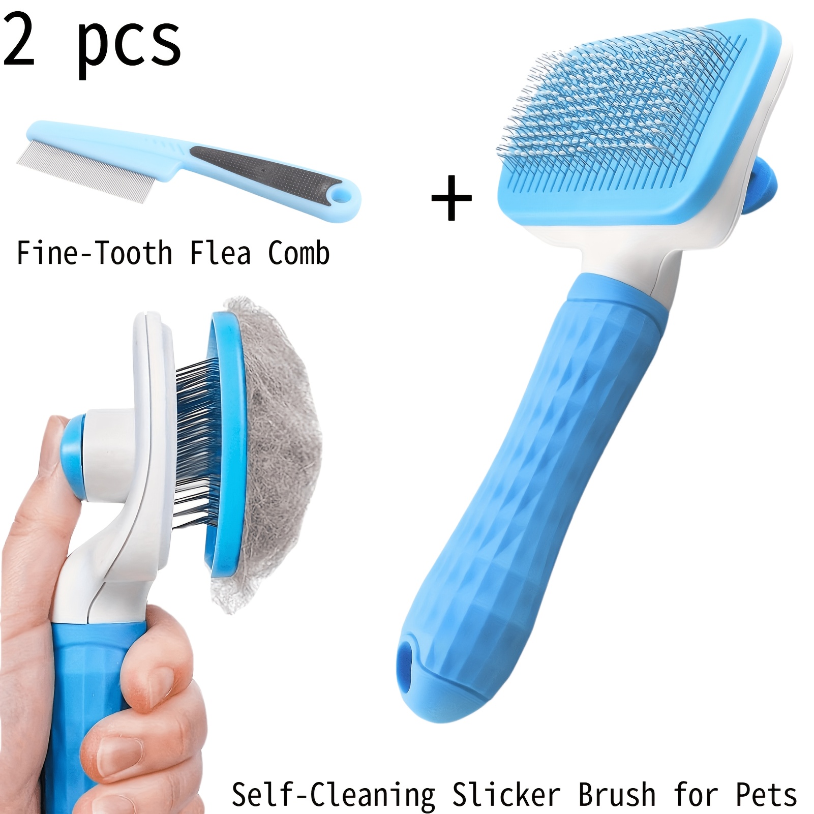 2-częściowy zestaw narzędzi do – Slicker Brush Self Cleaning Pet Grooming recenzja i cena