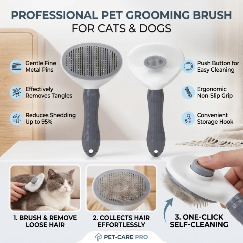Szczotka do pielęgnacji sierśc – Slicker Brush Self Cleaning Pet Grooming recenzja i cena